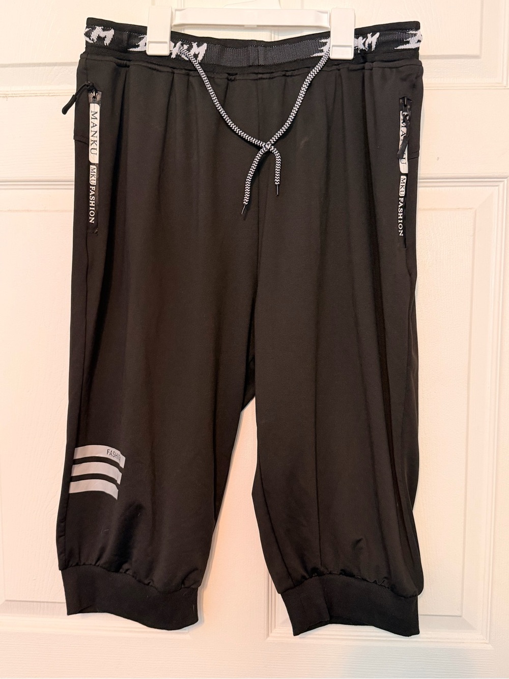 Black Mens Jogger Bottoms with Drawstring Waist